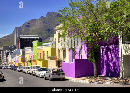 City worker's cars parked in Wale Street in Bo Kaap, in Cape Town, South Africa, on November 1, 2012. Stock Photo