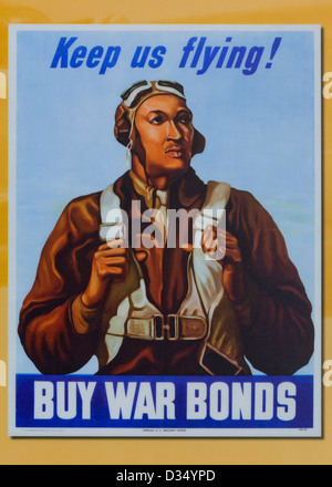 WWII War Bonds promotion poster featuring Tuskegee Airman William Diez - USA Stock Photo