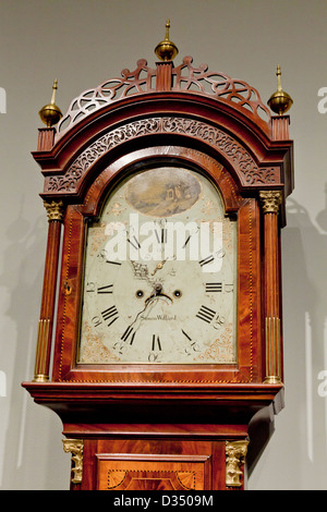 Antique mahogany long-case clock, circa 18th century - USA Stock Photo