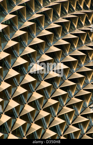 Aluminium sun shade control panels on the roof of the Esplanade ...