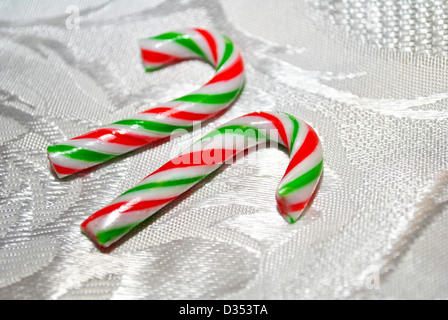 Two Candy Canes Over White Stock Photo