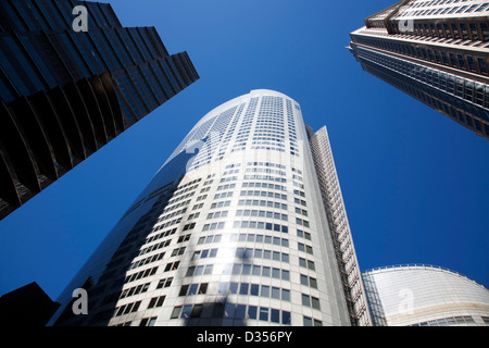 The Aurora office building has an unusual geometric shape where not one panel is parallel to any grid. Sydney CBD Australia Stock Photo