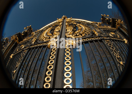 Canada Gate in St James' Park close to Buckingham Palace, London, UK. Taken with a fish eye lens Stock Photo