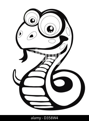 simple black and white snake cartoon Stock Vector Art & Illustration ...