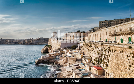 Great Harbour of Valletta with the Siege Bell Memorial erected in 1992 Stock Photo