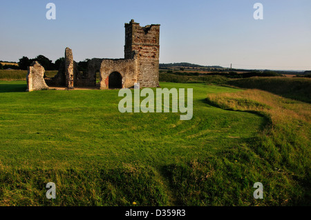 A view of the ruined church at Knowlton Dorset UK Stock Photo
