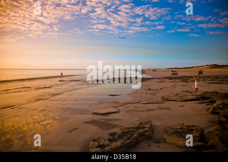 World-famous Cable Beach is especially notable for its glorious sunsets, Broome, Western Australia. Stock Photo