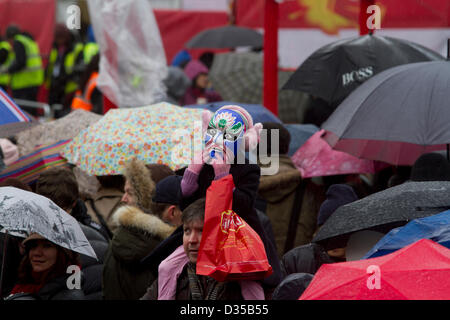 10th February 2013. London UK. London's Chinese community celebrate the start of Year of the Snake with floats  parades and traditional festivities through Chinatown Stock Photo