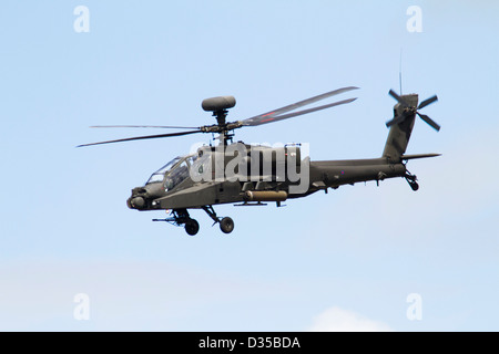 Army Air Corps Apache Helicopter in flight Stock Photo