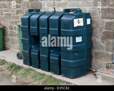 Oil storage tank for domestic central heating narrow type to fit in a small space Stock Photo