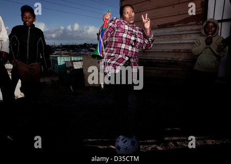 South Africans fans just before the World Cup final 2010. Stock Photo