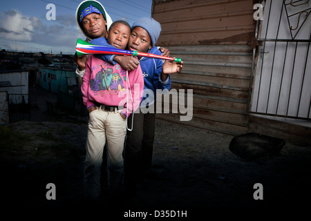 South Africans fans just before the World Cup final 2010. Stock Photo