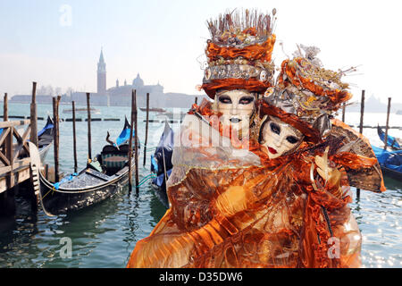 Venice, Italy. 10th February 2013. Sunday at the Venice Carnival 2013 brought out the finest costumes and masks, as well as a little bit of fun in Venice, Italy. Stock Photo