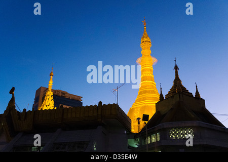 Stupa of Sule Pagoda, Yangon, Myanmar, Asia Stock Photo