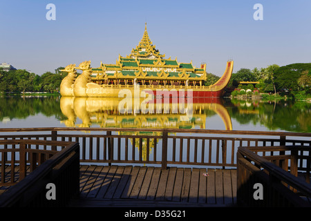 Karaweik-Palace - Restaurant at Kandawgyi Lake, Yangon, Myanmar, Asia Stock Photo