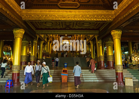 Entrance to Shwedagon Pagoda, Rangun, Yangon-Division, Myanmar, Asia Stock Photo