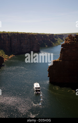 Expedition vessel Kimberley Quest, King George Falls, Kimberley coast, northern Australia Stock Photo