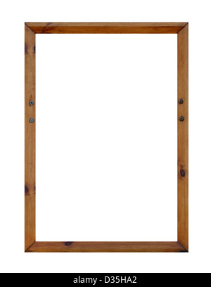 Blank wooden picture frame with copy space, white background. Stock Photo