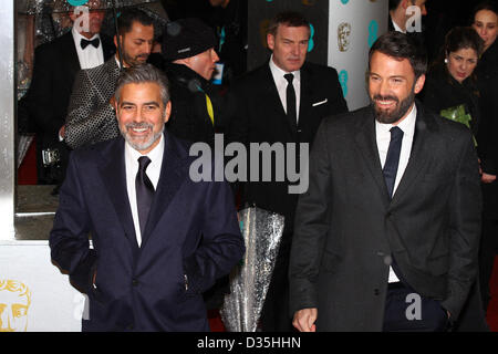 London, UK, 10th February 2013: George Clooney; Ben Affleck arrive for the EE British Academy Film Awards - Red Carpet Arrivals Stock Photo