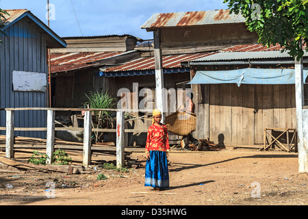 Young girl, one of Cham people living in a village along the Mekong River south of Kratie, Camboda Stock Photo