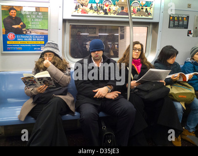 subway passengers in New York City Stock Photo