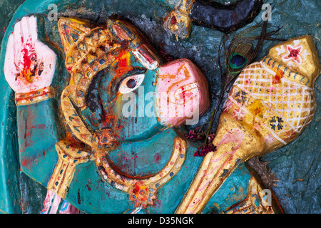 Hanuman statue. Indian hindu temple shrine. Andhra pradesh, India Stock Photo