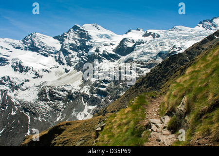 Landscape view on Gran Paradiso mountain, Gran Paradiso National Park, Graian Alps - Italy Stock Photo