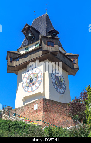 Famous Clock Tower (Uhrturm) in Graz, Styria, Austria Stock Photo