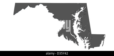 Map of the state of Maryland - USA Stock Photo