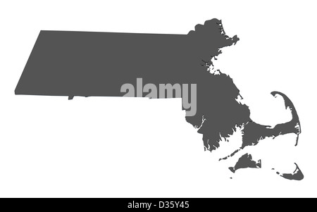 Map of the state of  Massachusetts - USA Stock Photo