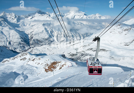 Cable car from Gant to Hohtaelli, Zermatt, Switzerland Stock Photo