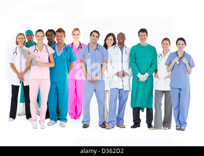 Smiling medical team of doctors nurses and surgeons Stock Photo