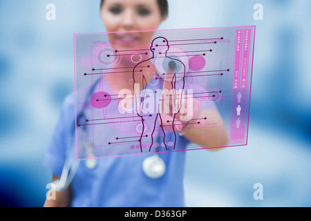 Female doctor working on the futuristic technology Stock Photo
