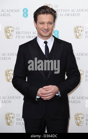 London, UK. Feb 10th, 2013. Jeremy Renner poses in the press room at the EE British Academy Film Awards at The Royal Opera House on February 10, 2013 in London, England. Credit: London Entertainment/Alamy Live News Stock Photo