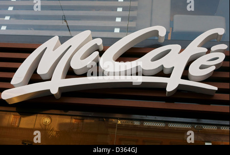 Sign on McDonald's McCafe restaurant in Tenerife, Spain Stock Photo