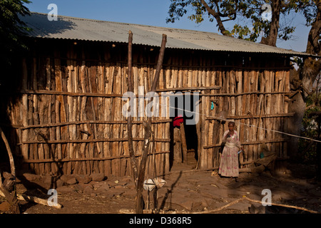 Typical Ethiopian house in a village, near Bahir Dar, Ethiopia Stock Photo