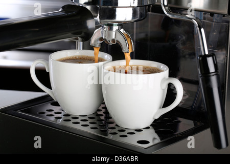 MAKING FRESH ESPRESSO COFFEE Stock Photo