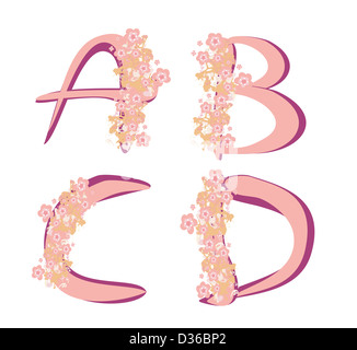 Vector spring alphabet with flowers letters A,B,C,D Stock Photo - Alamy