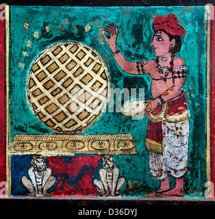 Painting in the Sri Meenakshi Amman Temple Hindu ( dedicated to Parvati - Meenakshi-  Shiva- Sundareswarar )  Madurai India Stock Photo