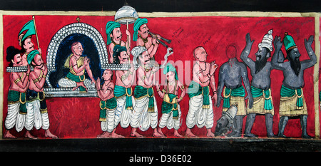 Painting in the Sri Meenakshi Amman Temple Hindu ( dedicated to Parvati - Meenakshi-  Shiva- Sundareswarar )  Madurai India Stock Photo