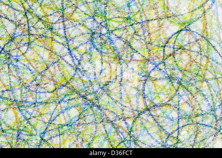 hand-drawn crayon scribble background in blue, green and brown colors Stock Photo