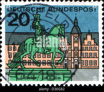 GERMANY - CIRCA 1964: A stamp printed in German Federal Republic shows Dusseldorf, Jan Wellem, circa 1964 Stock Photo