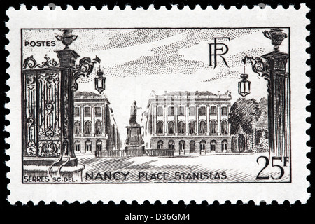 Place Stanislas, Nancy, Meurthe-et-Moselle department, Lorraine, postage stamp, France, 1946 Stock Photo