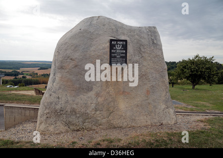 164th Division memorial outside the Caverne du Dragon ('The Dragon's Lair') museum, Chemin des Dames, northern France. Stock Photo