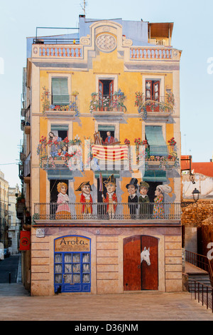 Painted house in the old city of Tarragona, Catalonia, Spain Stock Photo