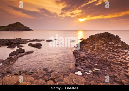 hexangonal basalt columns of the Giants Causeway north Antrim coast County Antrim Northern Ireland GB UK EU Europe Stock Photo