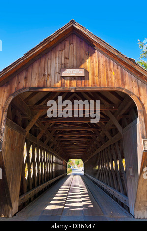 Traditional covered bridge Woodstock middle bridge Vermont New England USA United States of America Stock Photo