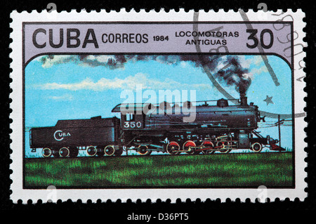 Vintage locomotive, postage stamp, Cuba, 1984 Stock Photo