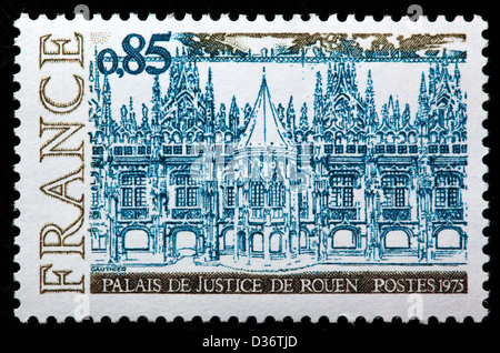 Palais de Justice, Rouen, Seine-Maritime department, Upper Normandy, postage stamp, France, 1975 Stock Photo