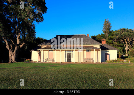 The historic treaty house at the Waitangi Treaty Grounds. Stock Photo